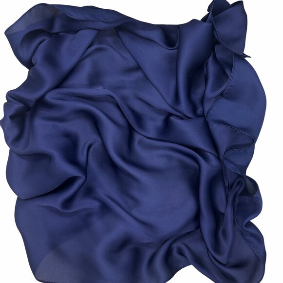 ❤️New Elegant Square Silky Scarf Bandana Blue Navy Hiyab Solid Soft Nautical❤️ - Picture 5 of 6